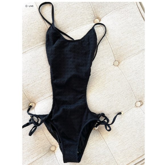 NWT WILDFOX SWIM Rare Vintage Black Crochet Monokini Spring 2014 Lagoon Small - Picture 7 of 9
